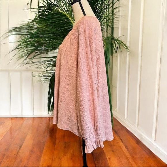 FRYE Pink Textured Long Sleeve Top Blouse - XXL - Picture 4 of 12